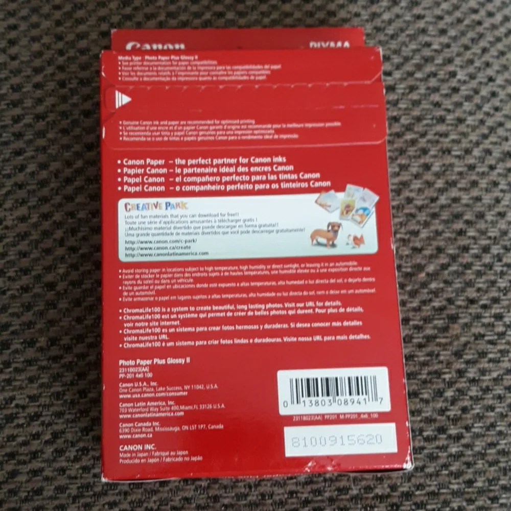 New Canon 4x6 photo paper